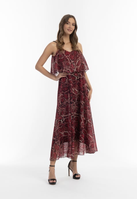 Faina Maxikleid mit Schlangen-Print Damen rot schlange - Image 4
