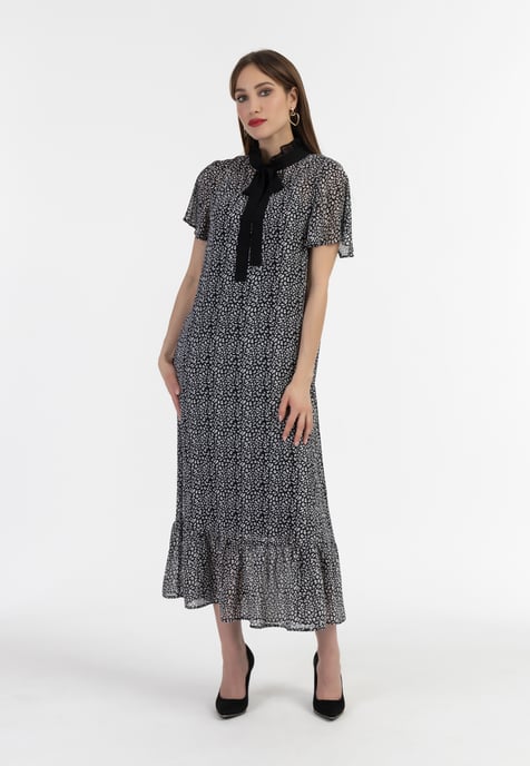 Faina Midikleid aus Chiffon Damen schwarz weiss - Image 2