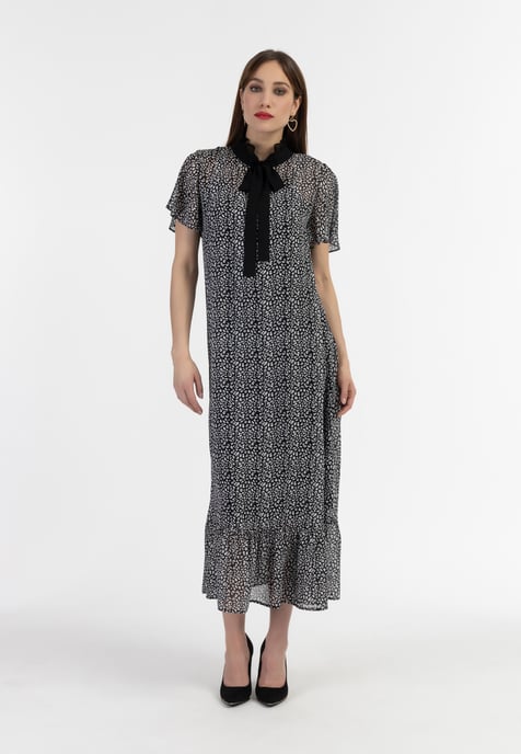 Faina Midikleid aus Chiffon Damen schwarz weiss - Image 4