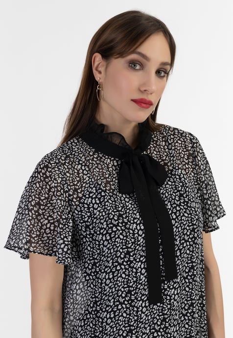Faina Midikleid aus Chiffon Damen schwarz weiss - Image 5