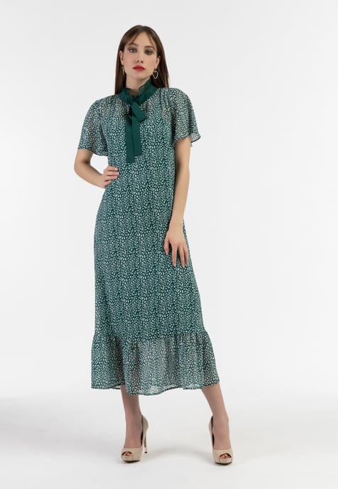 Faina Midikleid aus Chiffon Damen Grün Weiss - Image 2