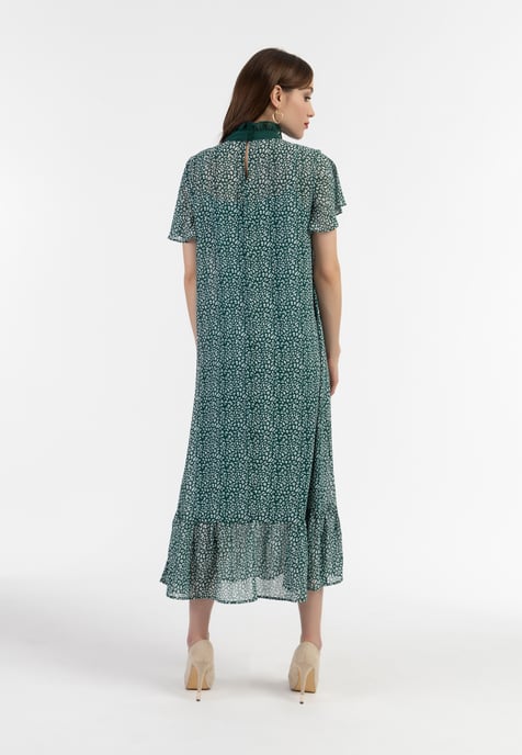 Faina Midikleid aus Chiffon Damen Grün Weiss - Image 3