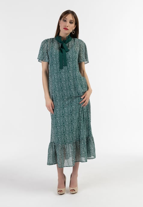 Faina Midikleid aus Chiffon Damen Grün Weiss - Image 4