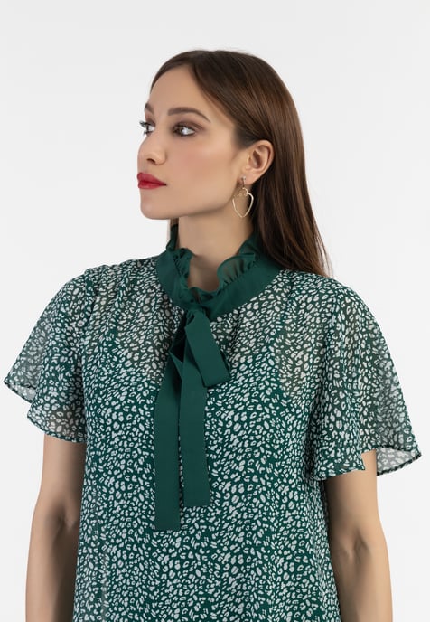 Faina Midikleid aus Chiffon Damen Grün Weiss - Image 5