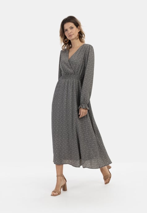 usha Maxikleid mit Allover-Print Damen schwarz/beige - Image 4