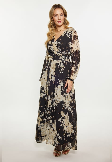 Faina Kleid Damen schwarze Blume - Image 3
