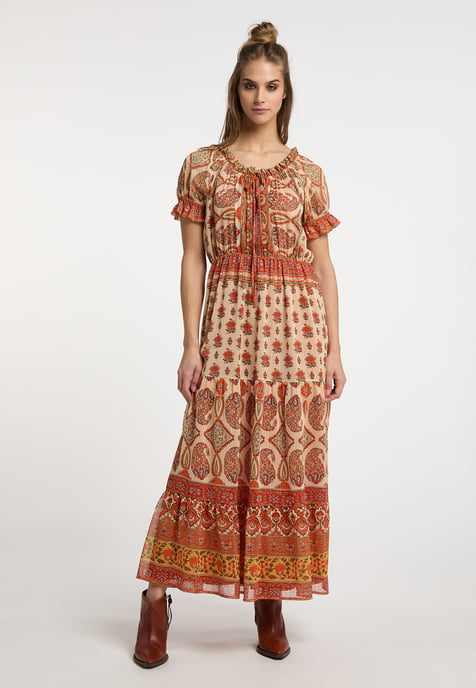 usha Maxikleid mit Allover-Print Damen Orange Mehrfarbig - Image 2
