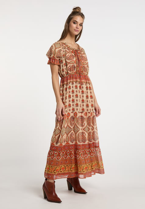usha Maxikleid mit Allover-Print Damen Orange Mehrfarbig - Image 3