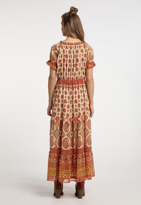 usha Maxikleid mit Allover-Print Damen Orange Mehrfarbig - Image 4