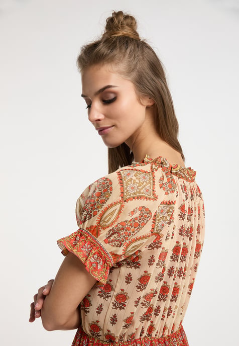 usha Maxikleid mit Allover-Print Damen Orange Mehrfarbig - Image 5