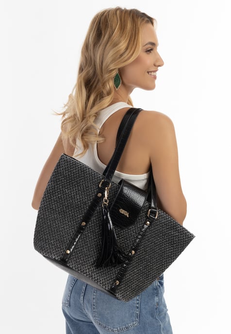 IZIA Shopper-Tasche Damen schwarz/beige - Image 3