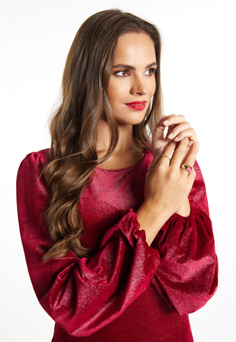 Faina Mini-Langarmkleid Damen weinrot - Image 5