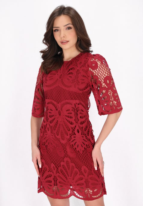 Faina Kleid Frauen Weinrot - Image 3