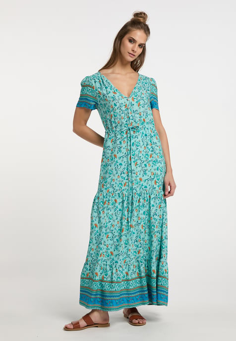 usha Maxikleid mit Blumenprint Damen Türkis Mehrfarbig - Image 2