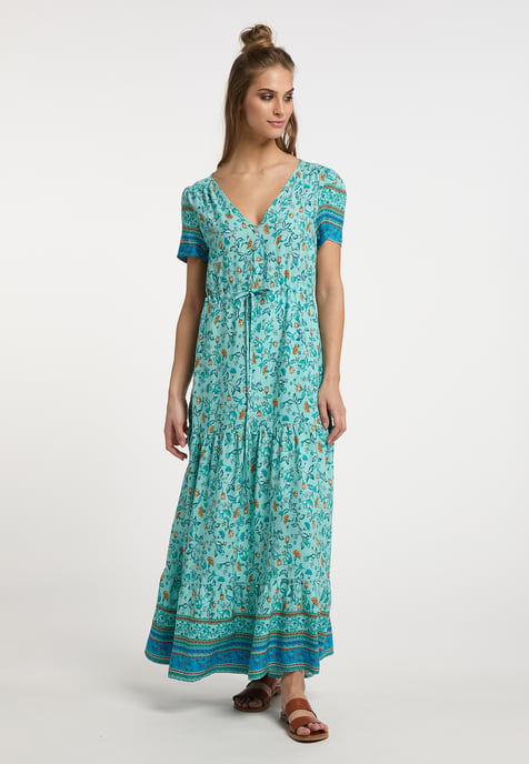 usha Maxikleid mit Blumenprint Damen Türkis Mehrfarbig - Image 5