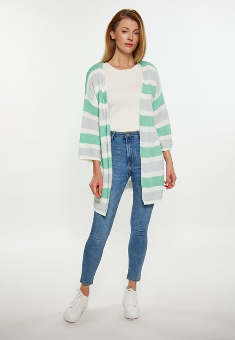 usha Strickjacke Damen Grau Weiss Grün - Image 2