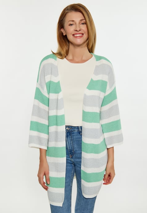 usha Strickjacke Damen Grau Weiss Grün - Image 3