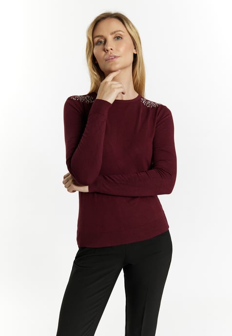 usha Strickpullover Damen weinrot - Image 3