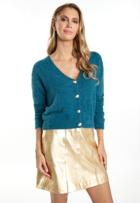 Faina Strickjacke Damen Smaragdgrün - Image 3
