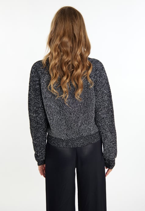 Faina Strickjacke Damen Schwarz Melange Silber - Image 4