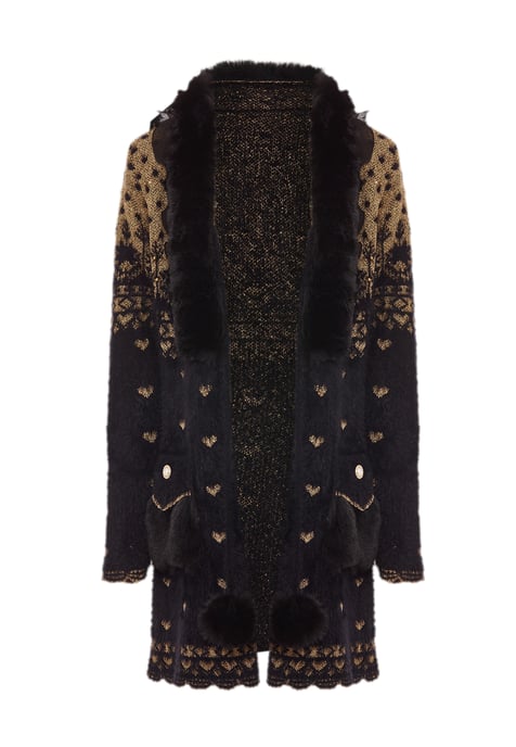 Faina Strickjacke Damen schwarz/gold - Image 1