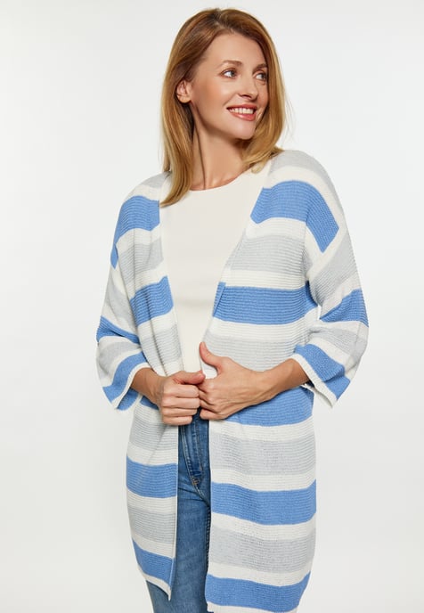 usha Strickjacke Damen Grau Weiss Blau - Image 3
