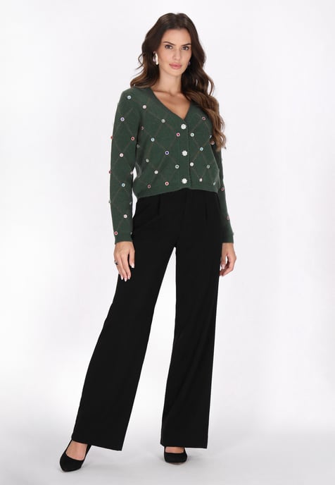 Faina Strickjacke Damen dunkelgrün - Image 2