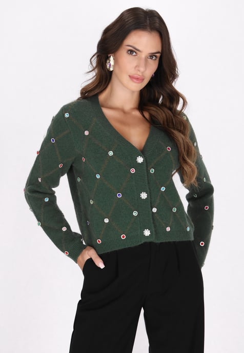 Faina Strickjacke Damen dunkelgrün - Image 3