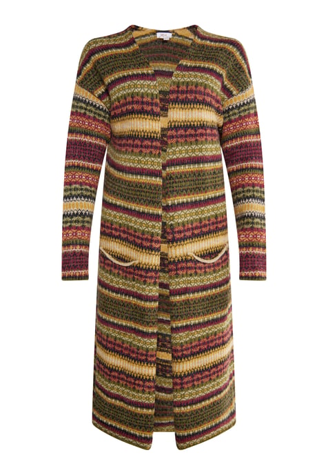 usha Strickcardigan Damen Oliv Mehrfarbig - Image 1