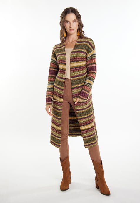 usha Strickcardigan Damen Oliv Mehrfarbig - Image 2