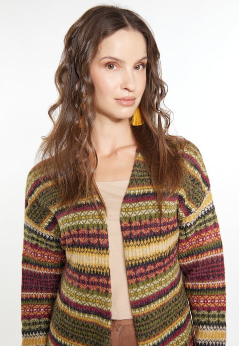 usha Strickcardigan Damen Oliv Mehrfarbig - Image 5