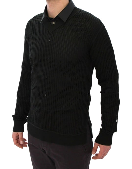 V-Ausschnitt Mesh Strickpullover - Image 2