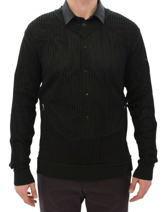 V-Ausschnitt Mesh Strickpullover - Image 3