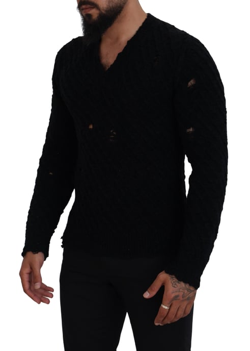 Abgetragenes V-Ausschnitt-Pullover - Image 2