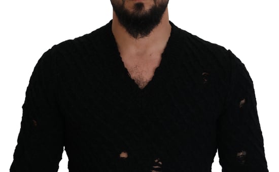 Abgetragenes V-Ausschnitt-Pullover - Image 4