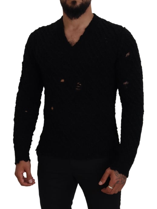 Abgetragenes V-Ausschnitt-Pullover - Image 5