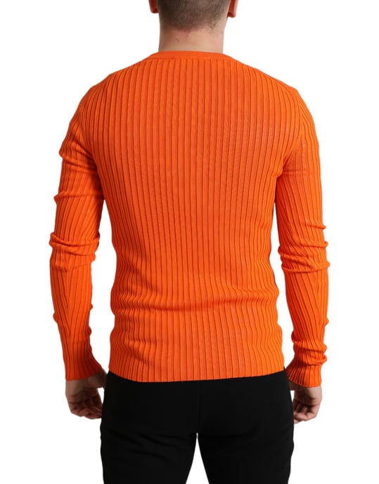 Rippstrickpullover mit langen Ärmeln und Rundhalsausschnitt - Image 3