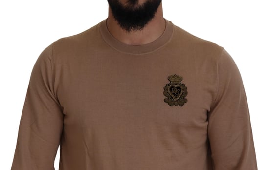 Crewneck-Pullover Beige Emblem - Image 3