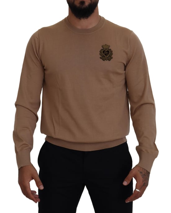 Crewneck-Pullover Beige Emblem - Image 4