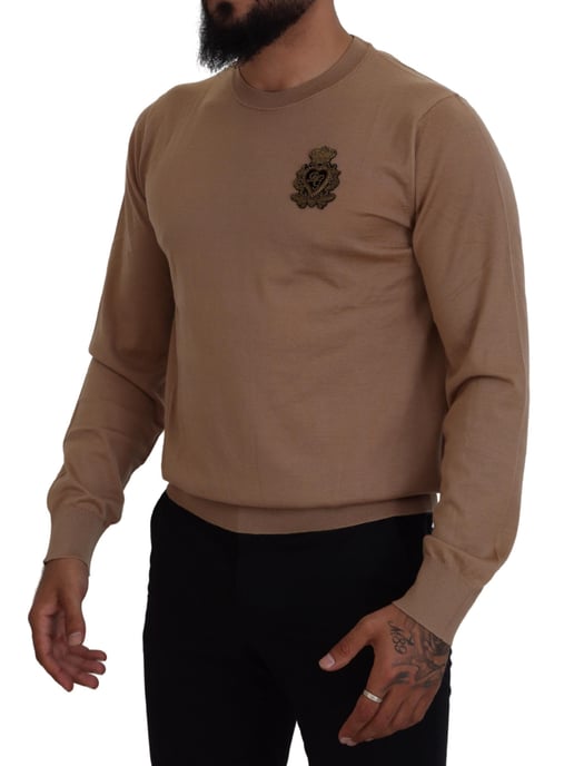 Crewneck-Pullover Beige Emblem - Image 5
