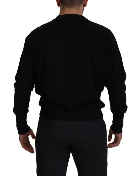 Schwarzer Strickpullover Rundhalsausschnitt - Image 2