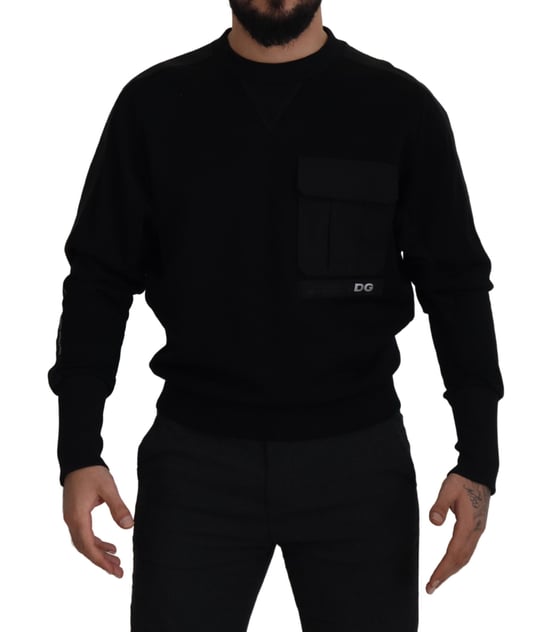 Schwarzer Strickpullover Rundhalsausschnitt - Image 4