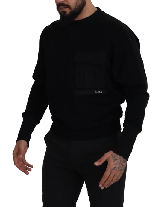 Schwarzer Strickpullover Rundhalsausschnitt - Image 5