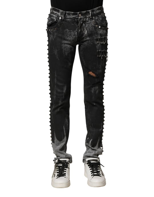 Nietenbesetzte Destroyed Jeans - Image 1