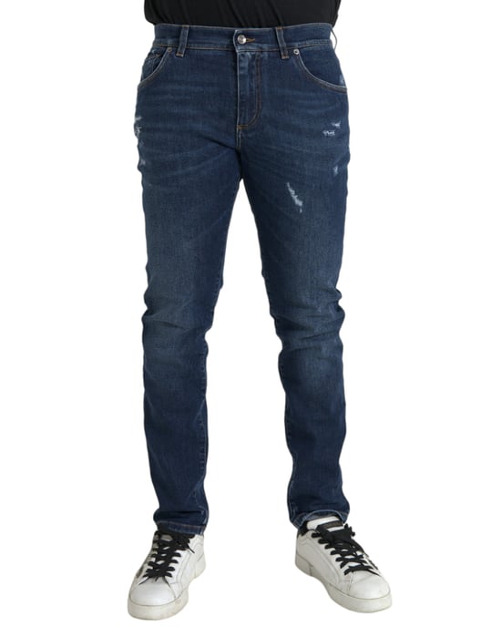 Schlanke Passform Zerrissene Jeans - Image 1