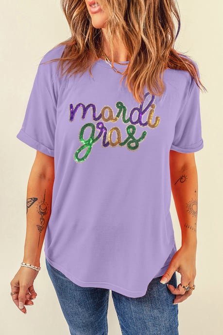 Mardi Gras Pailletten T-Shirt im entspannten Schnitt - Image 2