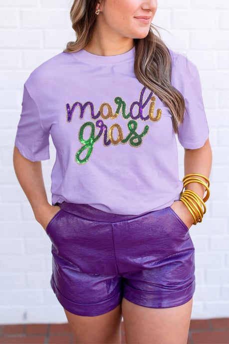 Mardi Gras Pailletten T-Shirt im entspannten Schnitt - Image 3