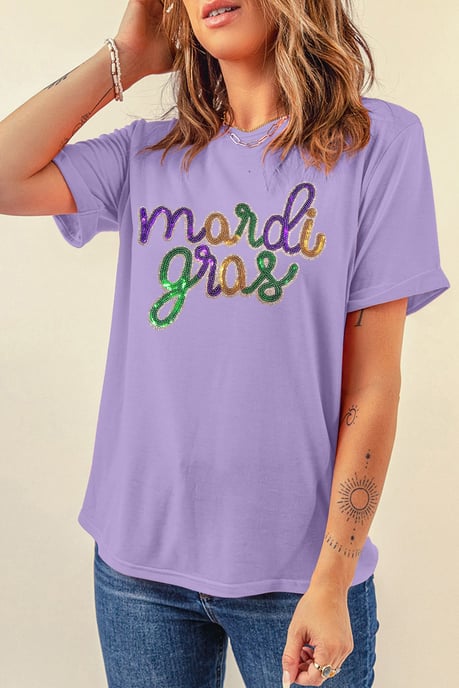 Mardi Gras Pailletten T-Shirt im entspannten Schnitt - Image 4