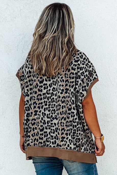 Leopardprint Legere Kurzarmbluse - Image 2
