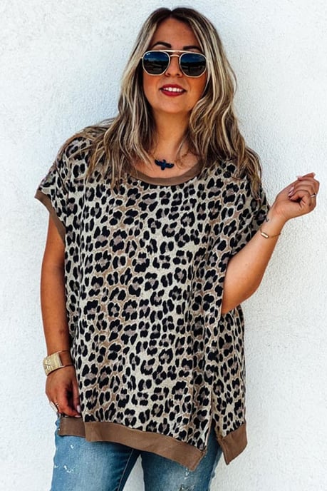 Leopardprint Legere Kurzarmbluse - Image 3